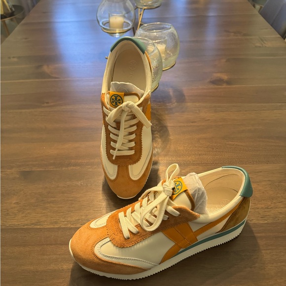 Tory Burch - Hank New Ivory / Orange Citrine / Bright Lago Low Top Sneakers - Picture 4 of 8